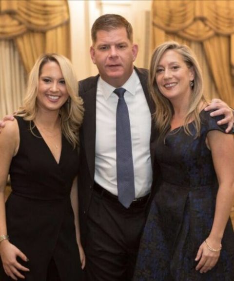 Marty Walsh poses a picture with girlfriend Lorrie Higgins and their friend.